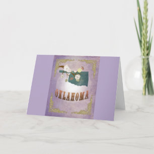 Modern Vintage Oklahoma State Map- Sweet Lavender Holiday Card