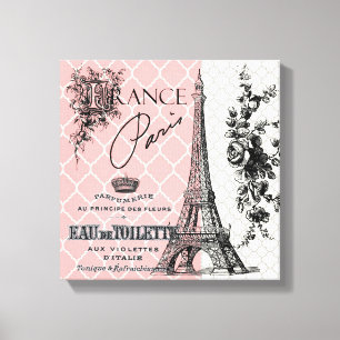 Modern Vintage Paris Eiffel Tower stretched canvas Print
