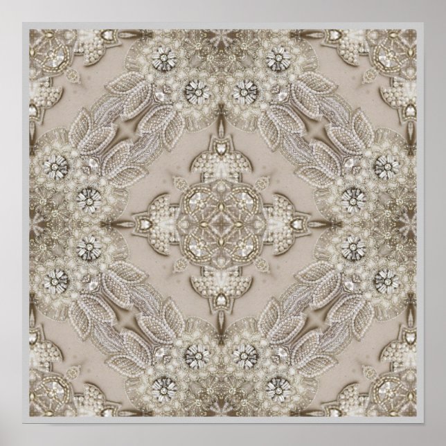 modern vintage paris fashion elegant grey beige  poster (Front)