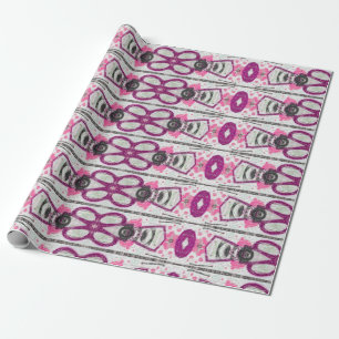 Modern Vintage Pattern Pink White Purple Decoupage Wrapping Paper