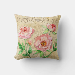 Modern Vintage Peony Floral Swirls Mother Pillow