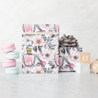 Modern vintage perfume floral design wrapping paper