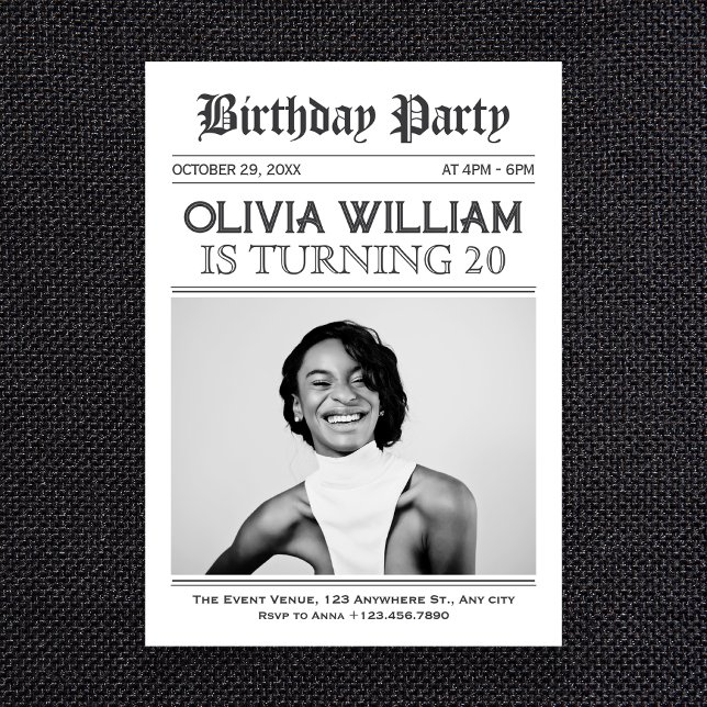 Modern vintage photo birthday invitation (Creator Uploaded)