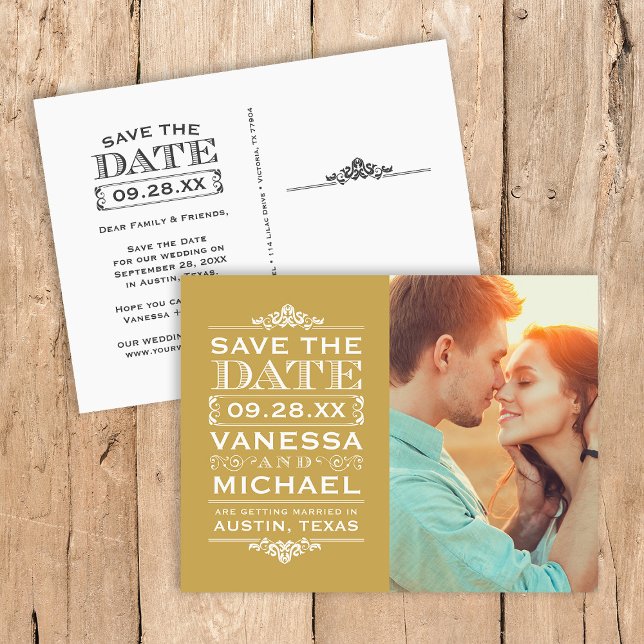 Modern Vintage Photo Save the Date Announcement Po (Creator Uploaded)