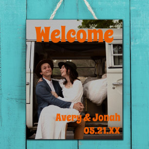 Modern Vintage Photo Wedding Reception Welcome Poster
