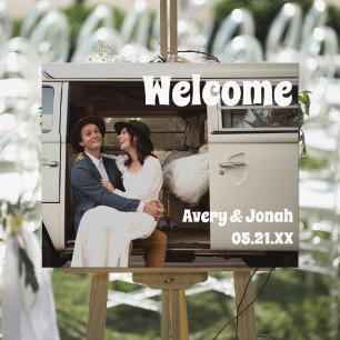 Modern Vintage Photo Wedding Reception Welcome Poster