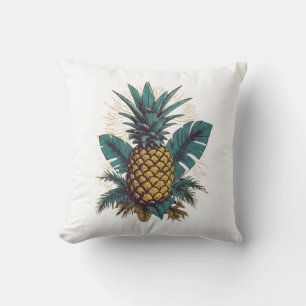Modern Vintage Pineapple leaves Summer Vacation Cushion