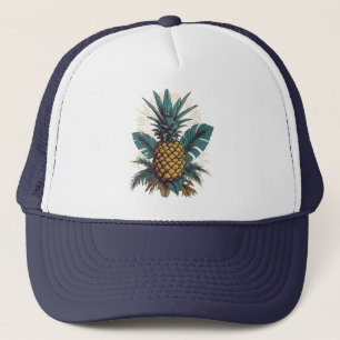 Modern Vintage Pineapple leaves Summer Vacation    Trucker Hat