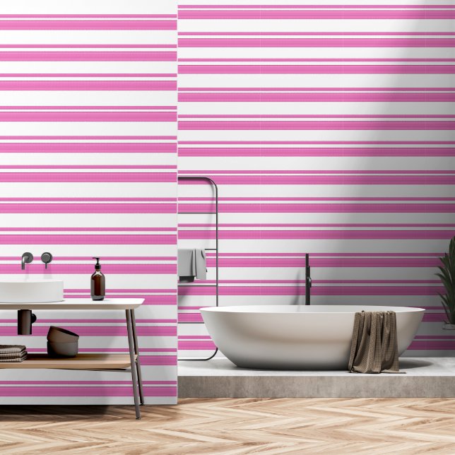 modern vintage pink abstract lines wallpaper (Bathroom)