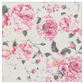 Modern vintage pink black roses floral pattern fabric