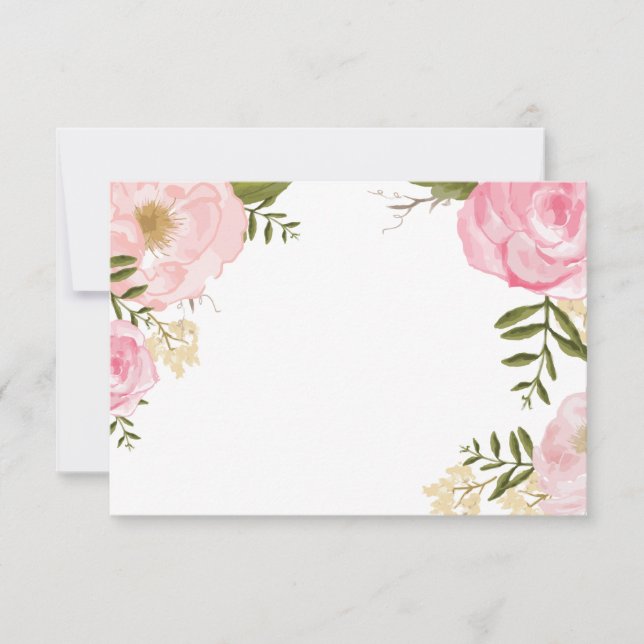 Modern Vintage Pink Floral Wedding Blank Card (Front)