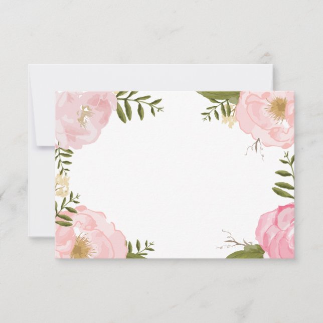 Modern Vintage Pink Floral Wedding Blank Card (Front)