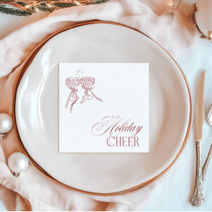 Modern Vintage Red Christmas Holiday Party Napkin
