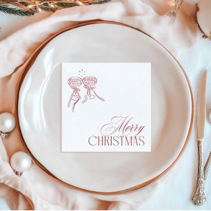 Modern Vintage Red Christmas Party Napkin
