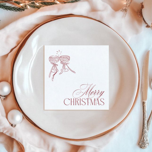 Modern Vintage Red Christmas Party Napkin (Modern Vintage Red Christmas Party Napkins)