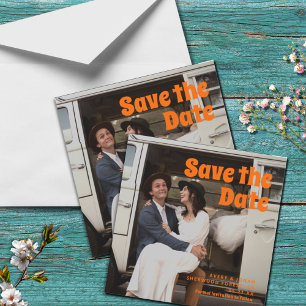 Modern Vintage Retro Bold Typography Photo Wedding