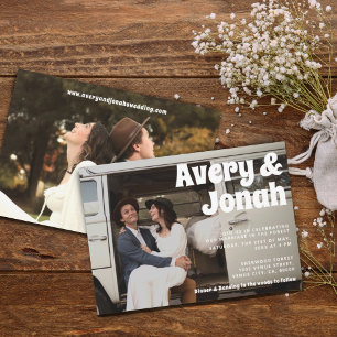 Modern Vintage Retro Bold Typography Photo Wedding Invitation