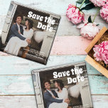 Modern Vintage Retro Bold Typography Photo Wedding Magnet<br><div class="desc">Modern Vintage Retro Bold Typography Photo Wedding Save The Date magnet. Fun,  nostalgic,  vintage style photo wedding save the date. Perfect for unique,  fun,  and quirky couples planning a simple wedding or forest wedding. Bold retro font typography.  Custom enquires: info@pgcodesigns.com</div>