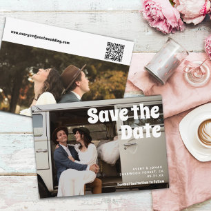 Modern Vintage Retro Bold Typography Photo Wedding Save The Date