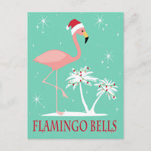 MODERN VINTAGE RETRO CHRISTMAS FLAMINGO POSTCARD