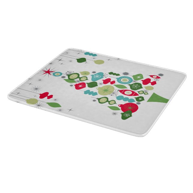modern vintage retro christmas tree cutting board (Corner)