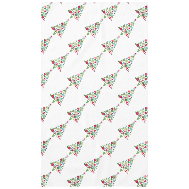 modern vintage retro christmas tree tablecloth (Front)