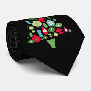 modern vintage retro christmas tree tie