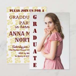 Modern vintage romantic a graduation floral 1960s  RSVP card