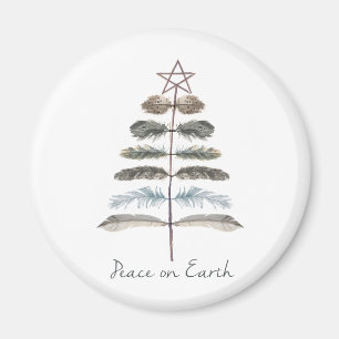 modern vintage rustic winter feather tree magnet