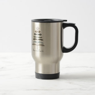 modern vintage rustic winter feather tree travel mug