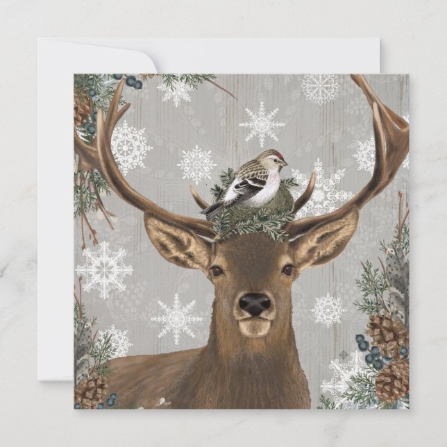 modern vintage rustic woodland winter deer (Front)