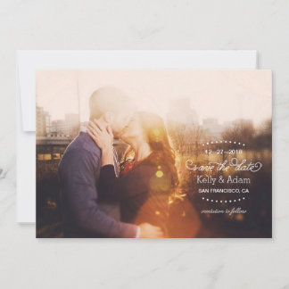 Modern Vintage Script Full Photo Save the Date
