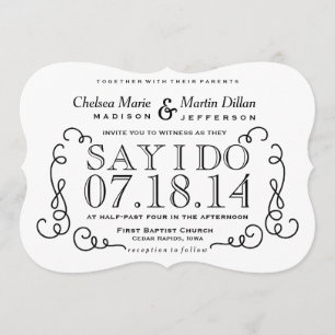 Modern Vintage Scroll Wedding Invitation Template
