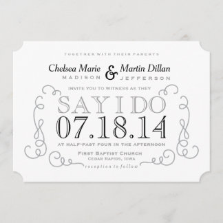 Modern Vintage Scroll Wedding Invitation Template