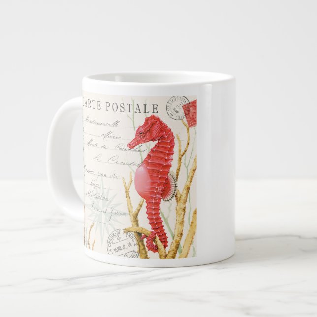 modern vintage seahorse large coffee mug (Front Left)