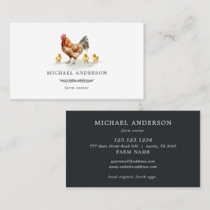 Modern Vintage Simple Chicken Farm Black White Business Card