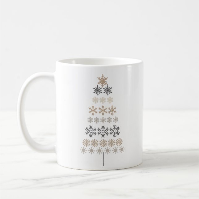 modern vintage snowflake Christmas tree Coffee Mug (Left)