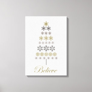 modern vintage snowflake tree canvas print