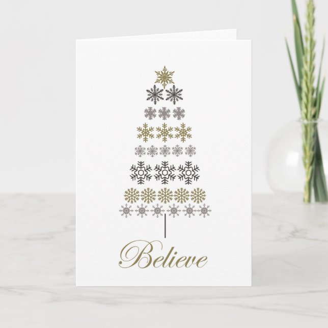 modern vintage snowflake tree holiday card (Front)