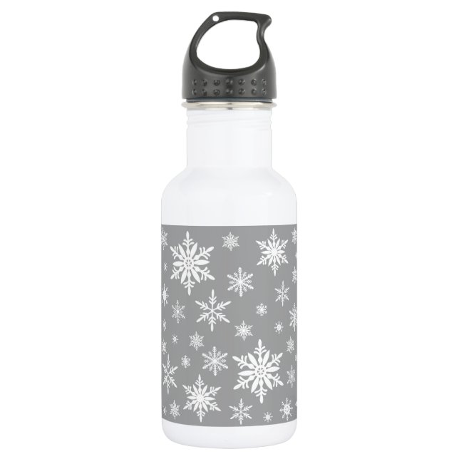 modern vintage snowflakes 532 ml water bottle (Front)