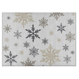modern vintage snowflakes cutting board