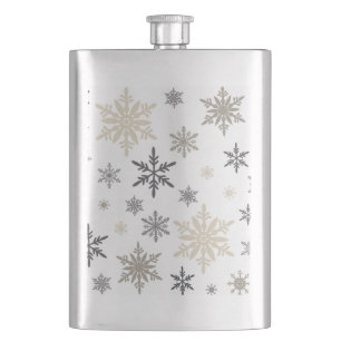 modern vintage snowflakes hip flask