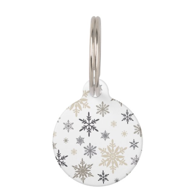 modern vintage snowflakes pet tag (Front)
