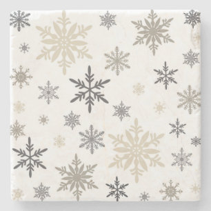 modern vintage snowflakes stone coaster