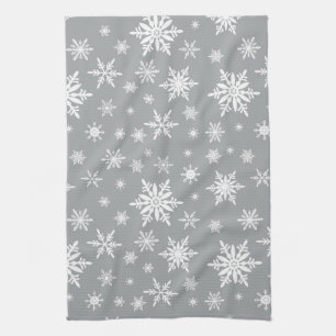 modern vintage snowflakes tea towel
