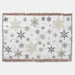 modern vintage snowflakes throw blanket