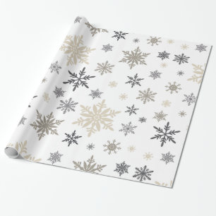 modern vintage snowflakes wrapping paper