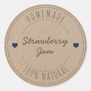 Modern Vintage Strawberry Jam Kraft Paper Canning Classic Round Sticker