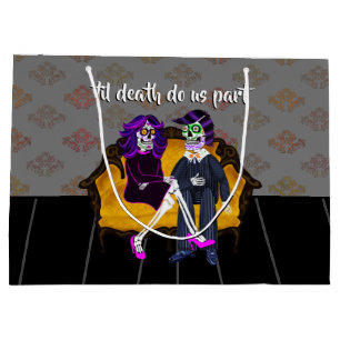 Modern Vintage Til Death Do Us Part Sugar Skulls Large Gift Bag