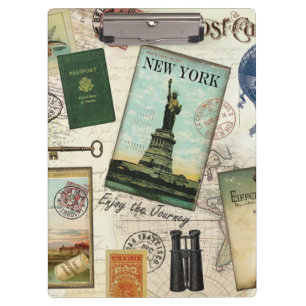 modern vintage travel collage clipboard